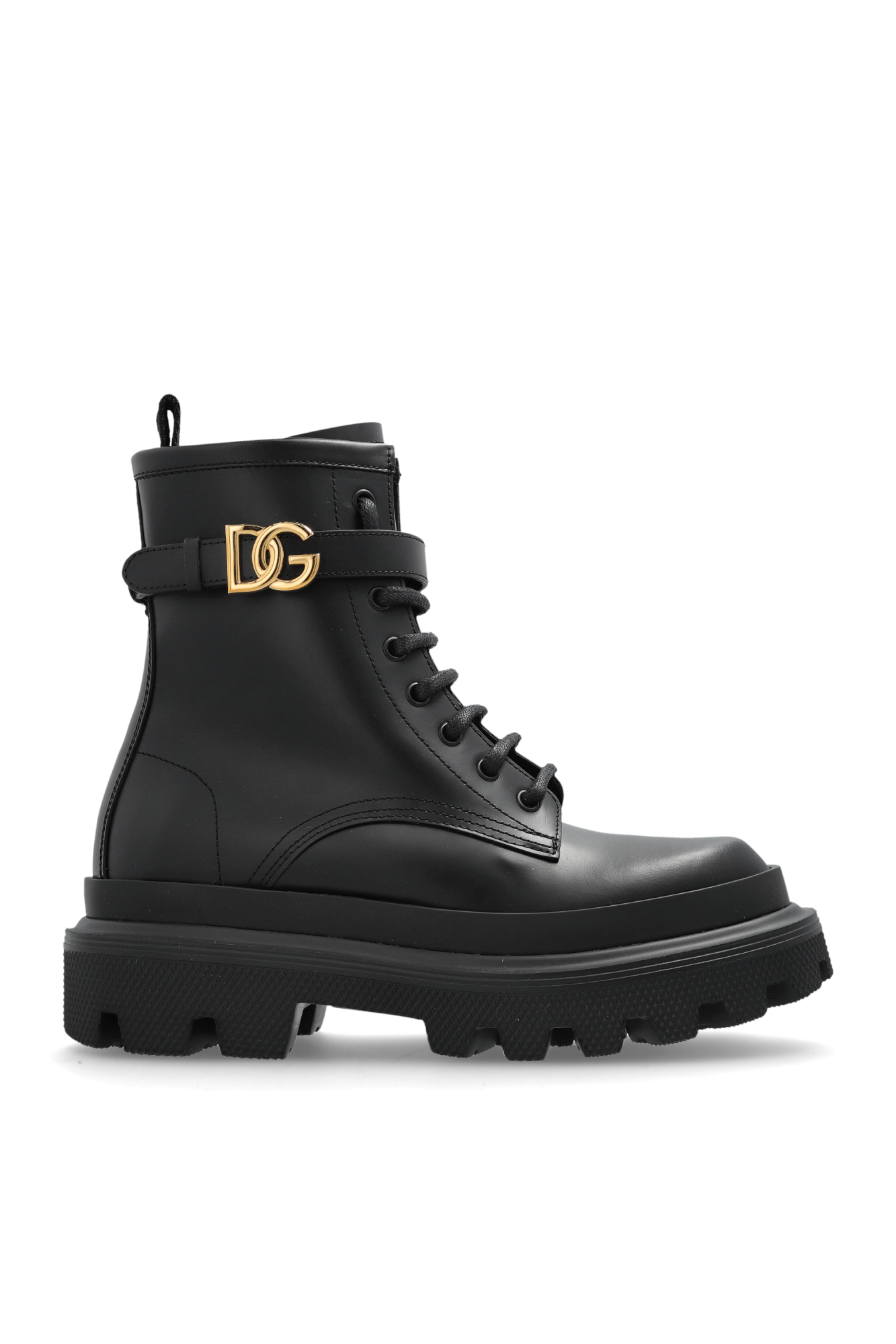 Leather combat boots in black - Dolce Gabbana | Mytheresa